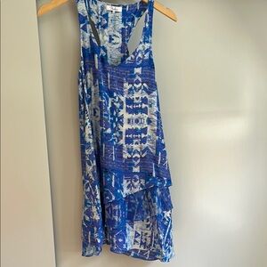 Parker Abstract Blue and White Dress